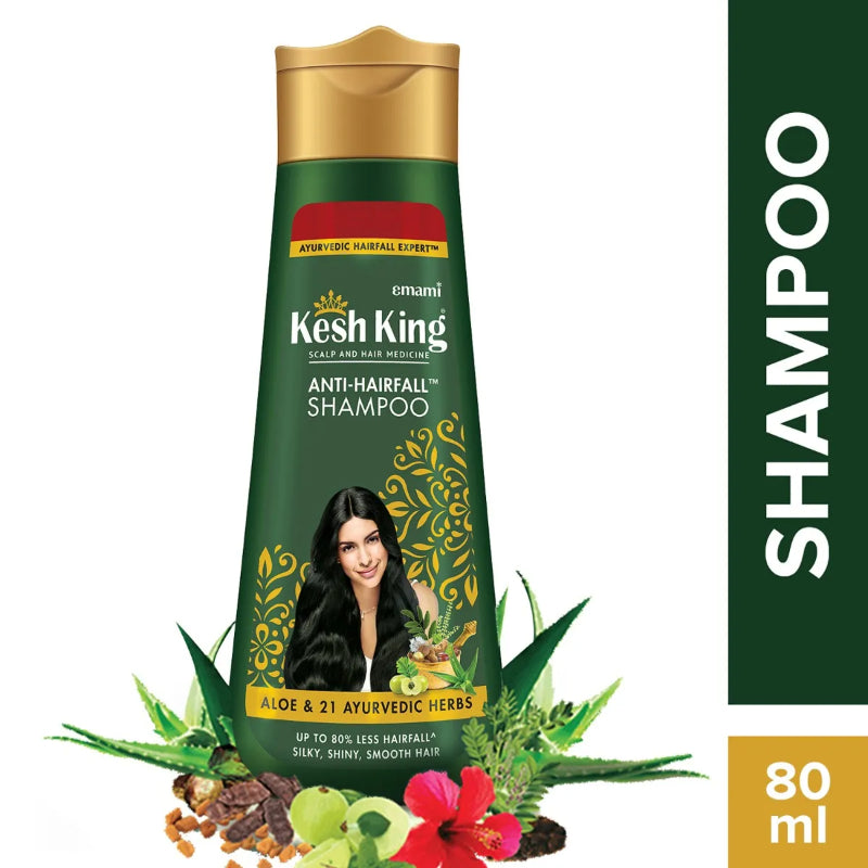 Emami Kesh King Herbal Shampoo 80ml - Ayurvedic Anti Hair Fall Shampoo for Strong Hair Growth, Dandruff Control & Healthy Sca