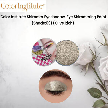 Color Institute Shimmer Eyeshadow . Eye Shimmering Paint (Shade:09) (Olive Rich)