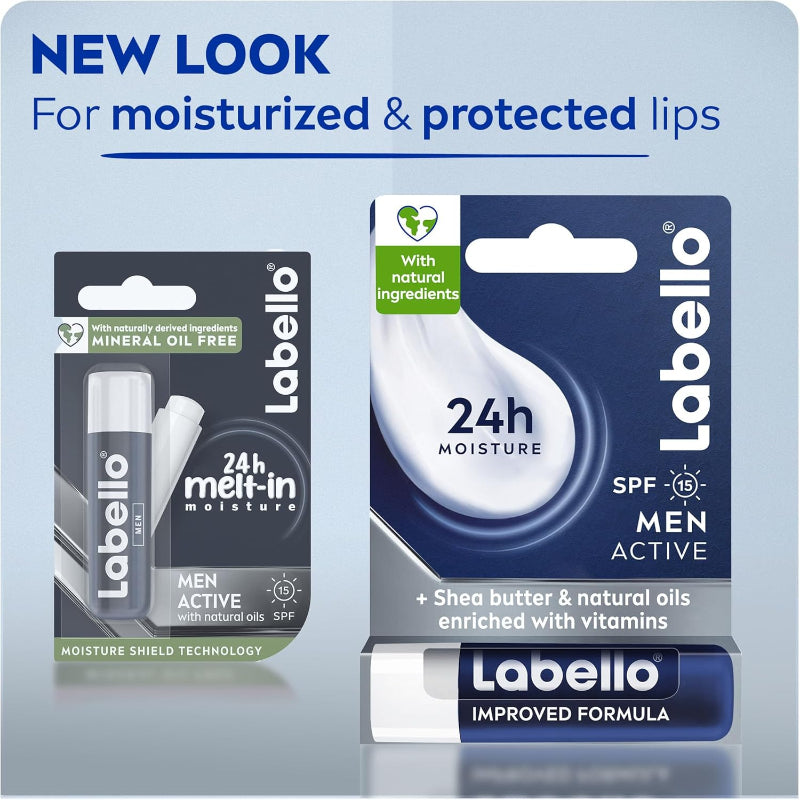 Labello 24H+ Moisture SPF 15 Men Active Lip Balm 4.8g