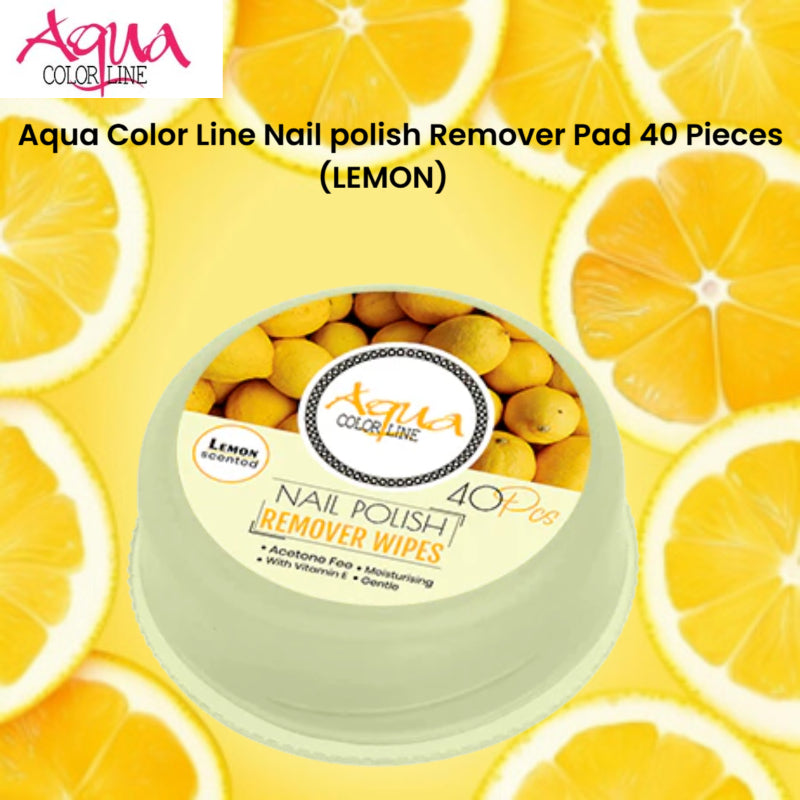 Aqua Color Line Nail polish Remover Pad 40 Pieces (Lemon)