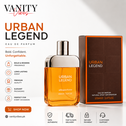 Alba Urban Legend Eau de Parfum 100ml - Long Lasting Men’s Perfume
