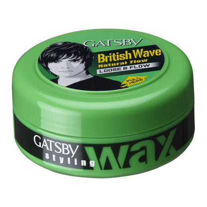 Gatsby British Wave Natural Flow Hair Styling Wax 75g - Loose & Flow Texture Wax for Natural Look, Flexible Hold & Effortless