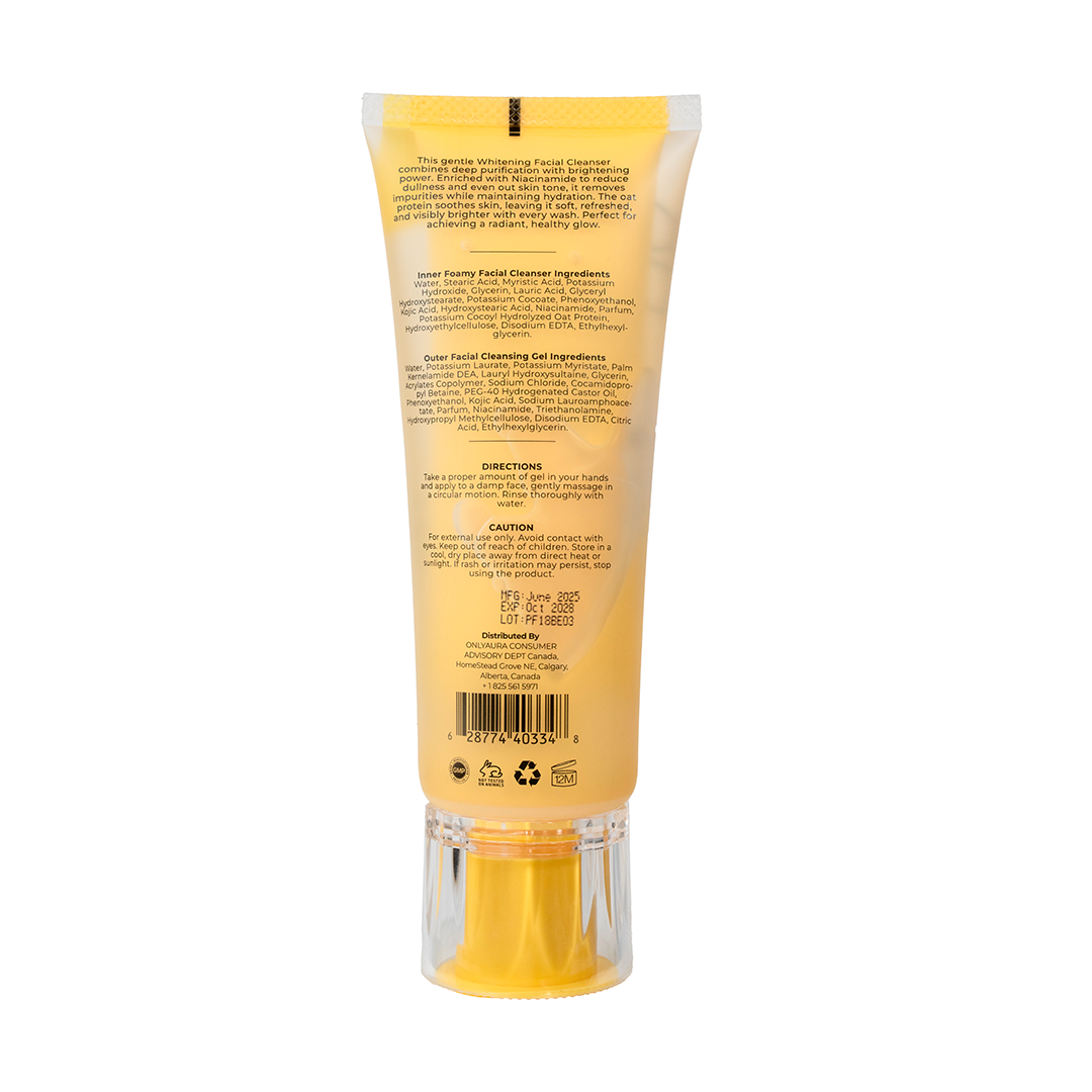 Only Aura Whitening Facial Cleanser 100ml - Deep Cleansing Skincare Face Wash for Brightening Glow, Even Skin Tone, Dirt Remo