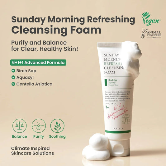 AXIS-Y Sunday Morning Refreshing Cleansing Foam 120 ml Gentle Deep Cleansing & Morning Refresh (K Beauty)
