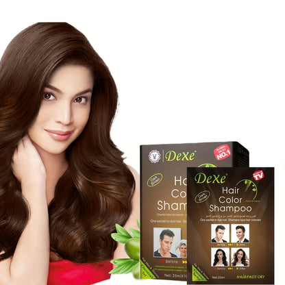 Dexe Dark Brown Color Shampoo 25 ml x 10 Pack Hair Coloring & Nourishing Care