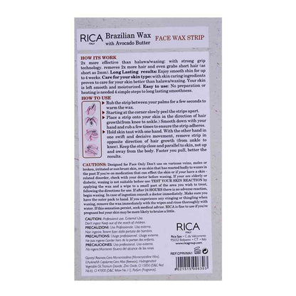 Rica Brazilian Wax With Avocado Butter Face Wax Strip 20 Strips For Sensitive Skin