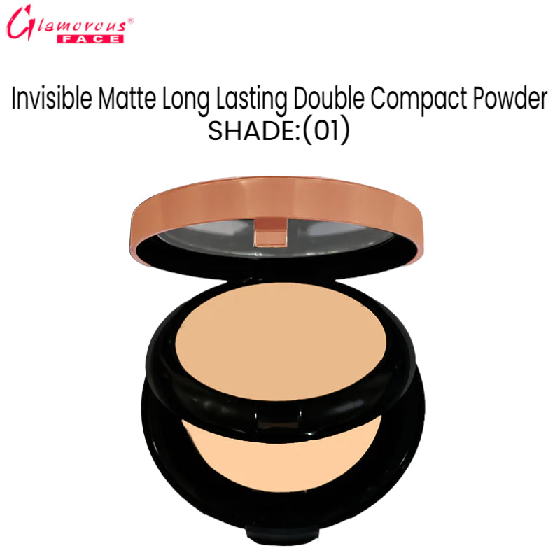 Glamorous Face Invisible Matte Long Lasting Double Compact Powder (Shade:01)