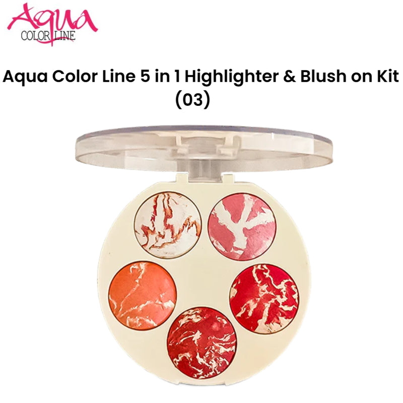 Aqua Color Line 5 in 1 Highlighter & Blush on Kit (03)