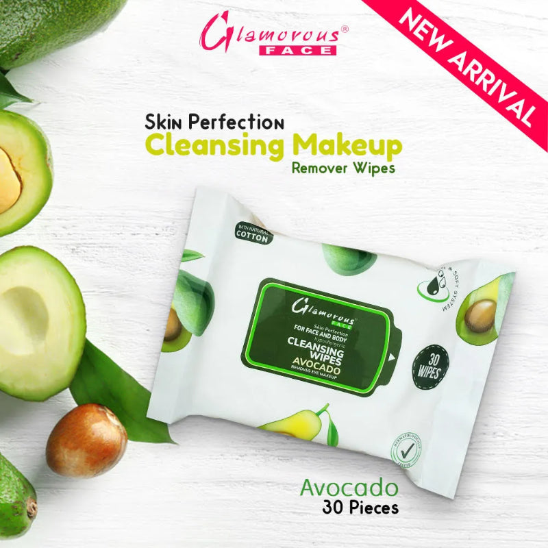 Glamorous Face Cleansing Makeup Remover Wipes 30 Pieces (AVOCADO)