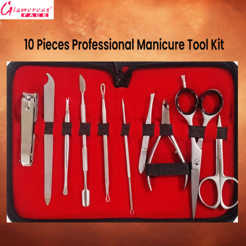 Glamorous Face 10 Pieces Professional Manicure Tool Kit