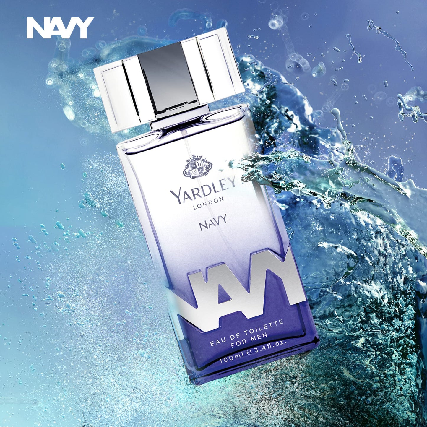 Navy by Yardley Eau de Toilette for Men 100ml - Fresh Marine Aquatic Fragrance Perfume with Long Lasting Masculine Scent, All