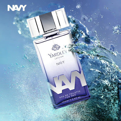 Navy by Yardley Eau de Toilette for Men 100ml - Fresh Marine Aquatic Fragrance Perfume with Long Lasting Masculine Scent, All