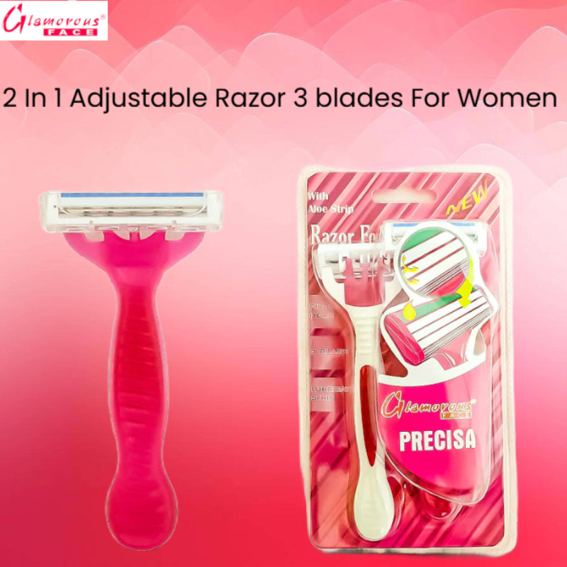 Glamorous Face 2 In 1 Adjustable Razor 3 blades For Women