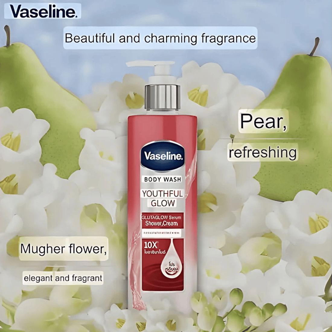 Vaseline Body Wash Youthful Glow Glutaglow 485ml Hydrating & Brightening Skin Care