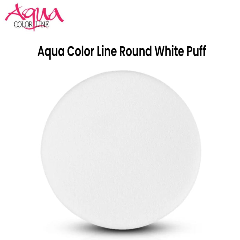 Aqua Color Line Round White Puff