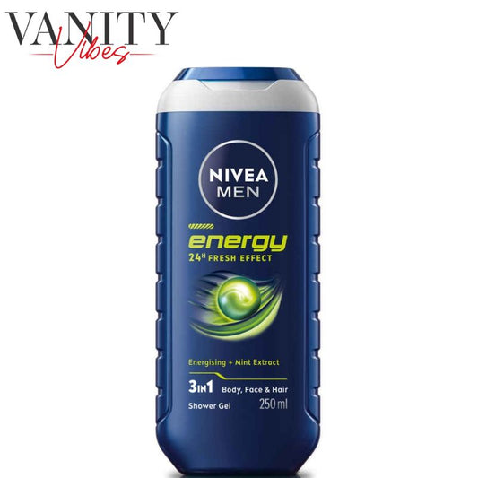Nivea Men Energy 24H Fresh Effect 3-In-1 Shower Gel For Body, Face & Hair 250ml