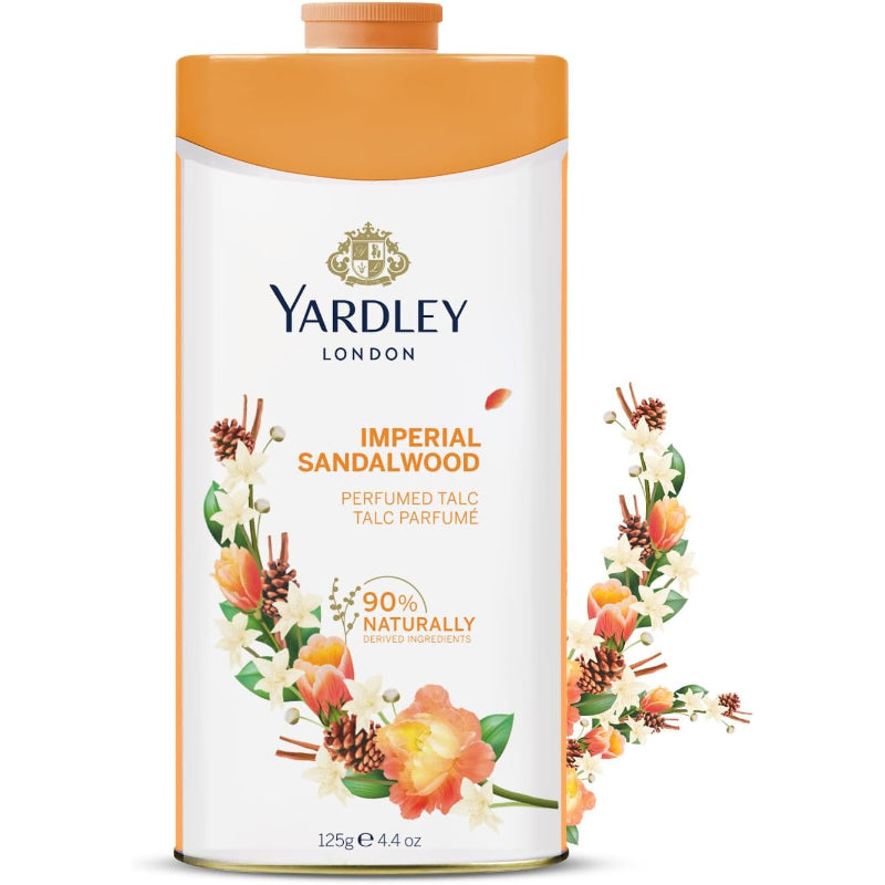 Yardley London Imperial Sandalwood Perfumed Talcum Powder 125g – Long Lasting Fragrance for Men & Women