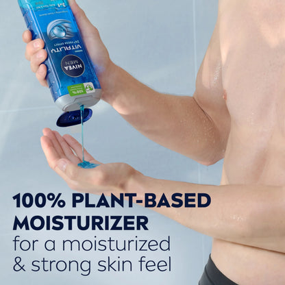 Nivea Men Vitality 24H Fresh Effect 3 in 1 Body, Face & Hair Shower Gel 250ml – Energizing All-in-One Cleanser for Men