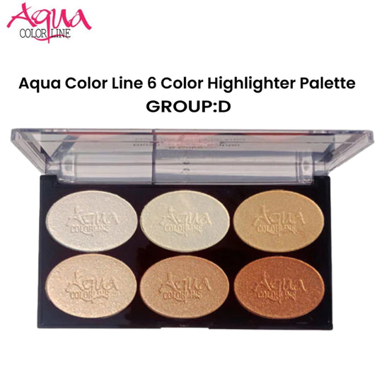 Aqua Color Line 6 Color Highlighter Palette