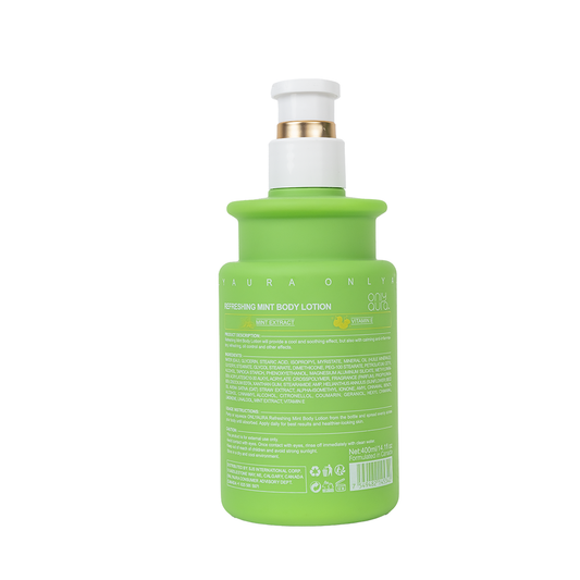 Only Aura Refreshing Mint Body Lotion 400ml - Deep Moisturizing Skincare Lotion for Cooling Fresh Feel, Soft Smooth Skin, Lon