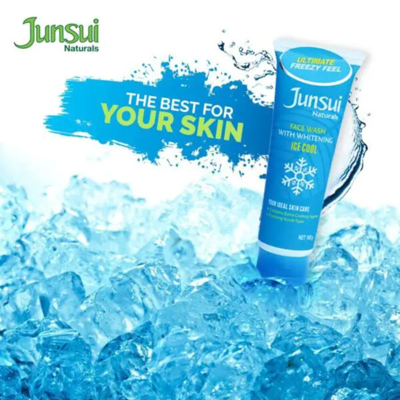 Junsui Ice Cool Whitening Face Wash 100g - Deep Cleansing Cooling Gel Face Wash for Oil Control, Instant Freshness & Bright R