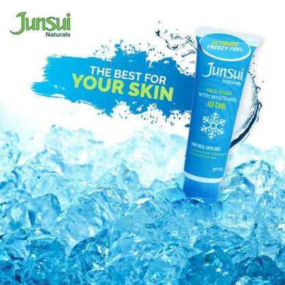 Junsui Ice Cool Whitening Face Wash 100g - Deep Cleansing Cooling Gel Face Wash for Oil Control, Instant Freshness & Bright R
