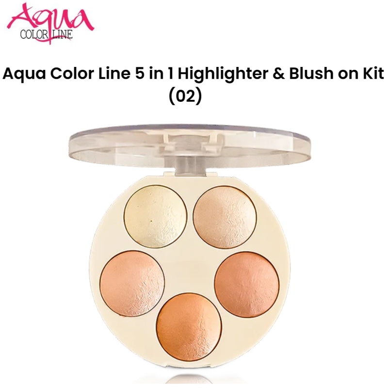 Aqua Color Line 5 in 1 Highlighter & Blush on Kit (02)