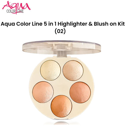 Aqua Color Line 5 in 1 Highlighter & Blush on Kit (02)