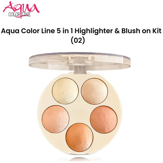 Aqua Color Line 5 in 1 Highlighter & Blush on Kit (02)