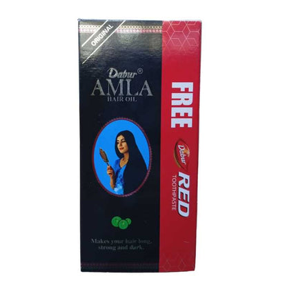 Dabur Amla Hair Oil 100ml Strong & Long Hair Nourishment Formula (with free dabur red toothpaste)
