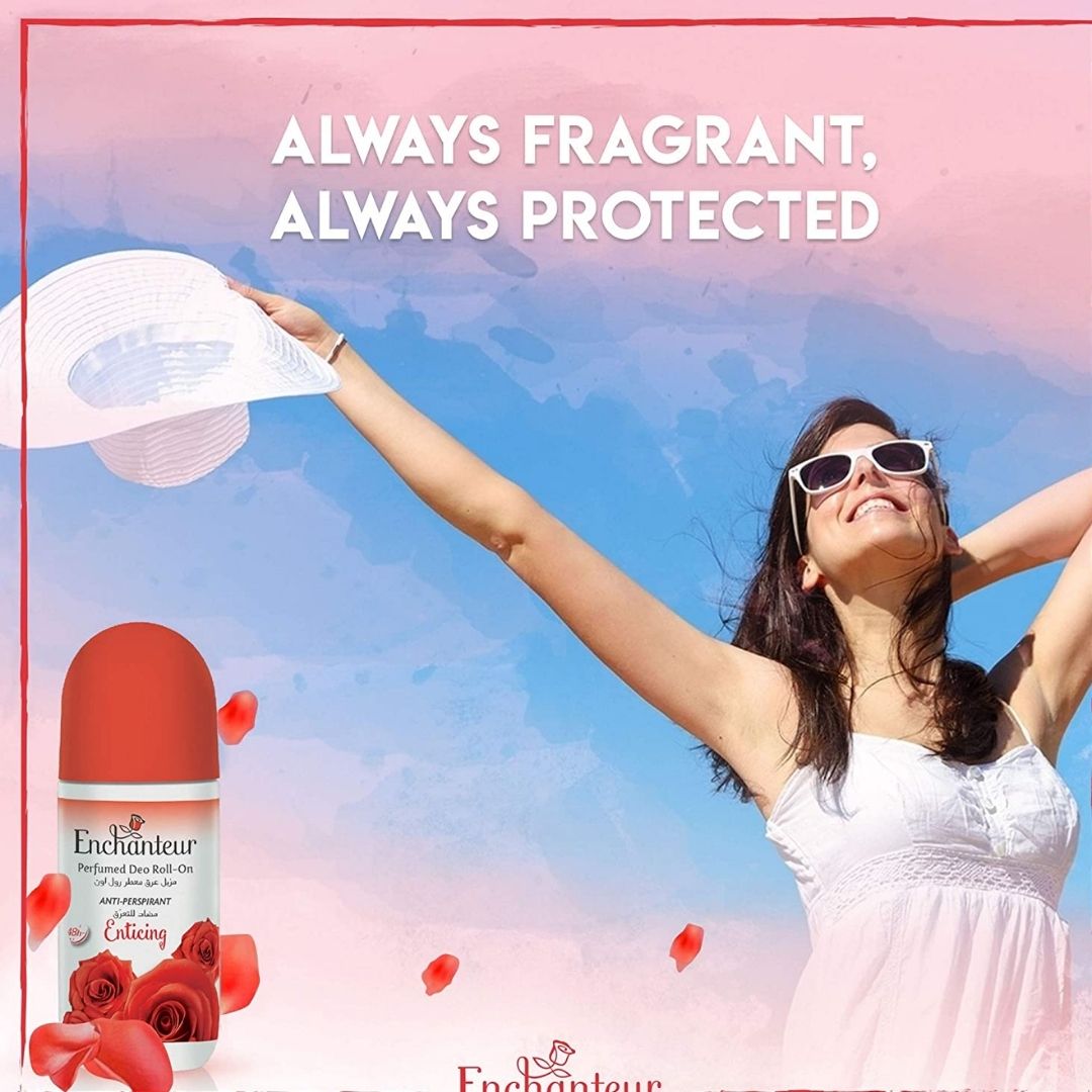 Enchanteur Enticing Roll-On Deodorant 50ml - Long Lasting Floral Fruity Fragrance Anti-Perspirant for Women Freshness & Odor 