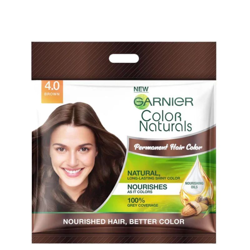 Garnier Color Naturals Hair Color Sachet 4.0 Brown 30 ml Nourishing & Long-Lasting Hair Color