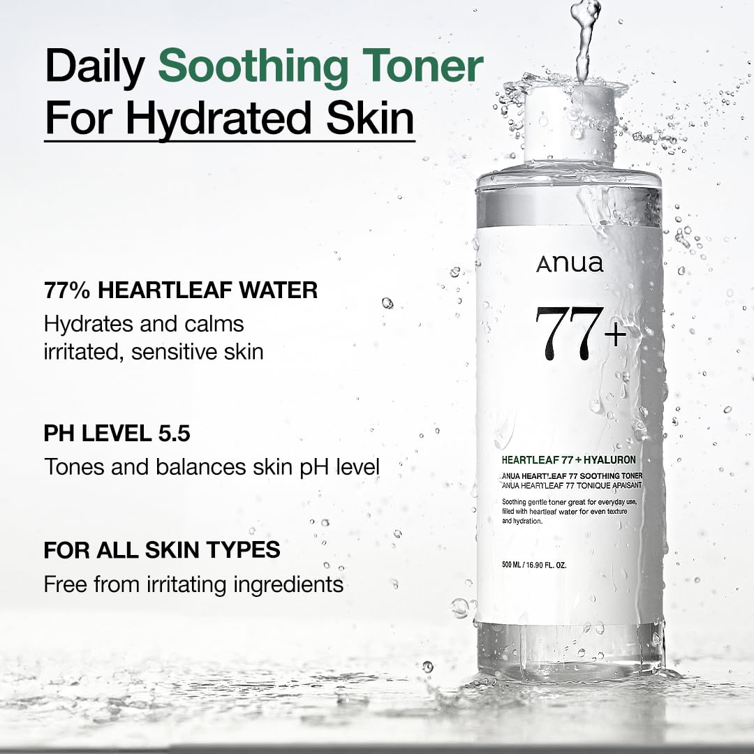 Anua Heartleaf 77+ Hyaluron Soothing Toner 250 ml Calming Hydration & Skin Barrier Care (K Beauty)