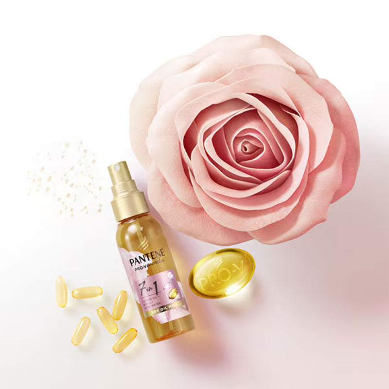 Pantene Pro‑V Miracles 7‑in‑1 Castor Oil + Biotin + Rose Water Weightless Oil Mist 100 ml Lightweight Nourishing Hair Oil Mis