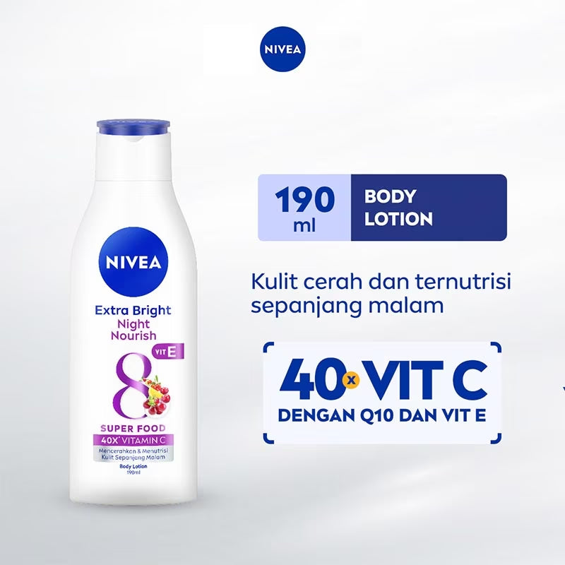 Nivea Extra Bright Night Nourish 8 Super Food Body Lotion 190ml