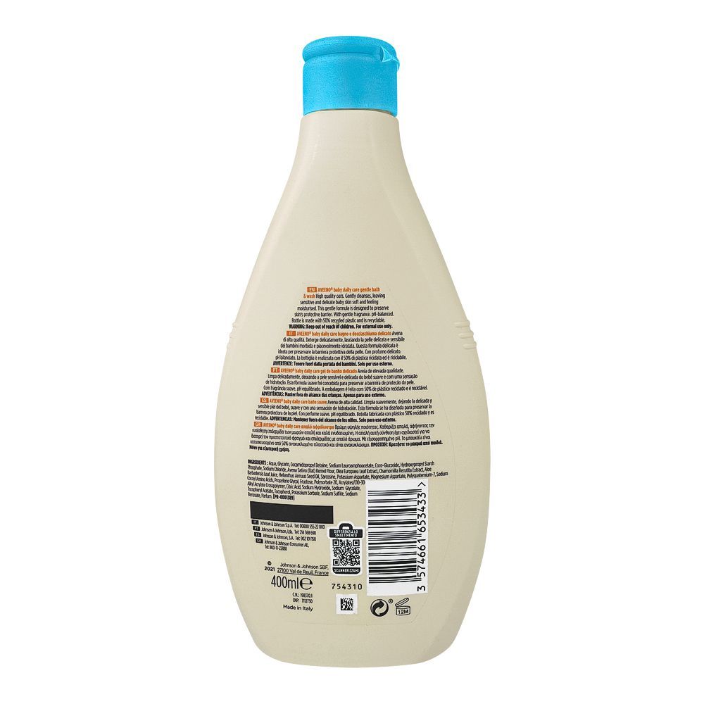 Aveeno Baby Daily Care Gentle Bath & Wash 400ml – Mild & Soothing Formula for Sensitive Skin