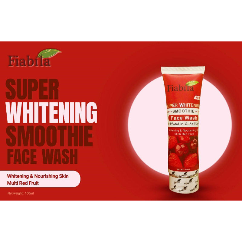 Fiabila Super Whitening Smoothies Face Wash 100ml Multi Red Fruit Cleanser for Glowing & Soft Skin