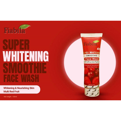 Fiabila Super Whitening Smoothies Face Wash 100ml Multi Red Fruit Cleanser for Glowing & Soft Skin