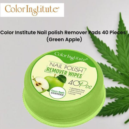 Color Institute Nail polish Remover Pads 40 Pieces (Green Apple)