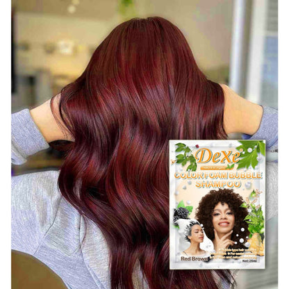 Dexe Hair Color Foam Bubble Shampoo Red Brown 25 ml x 10 Pack Gentle Cleansing & Hair Color Care