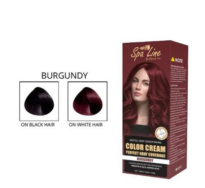 Spa Line Hair Color Cream Perfect Gray Coverage (Burgundy)