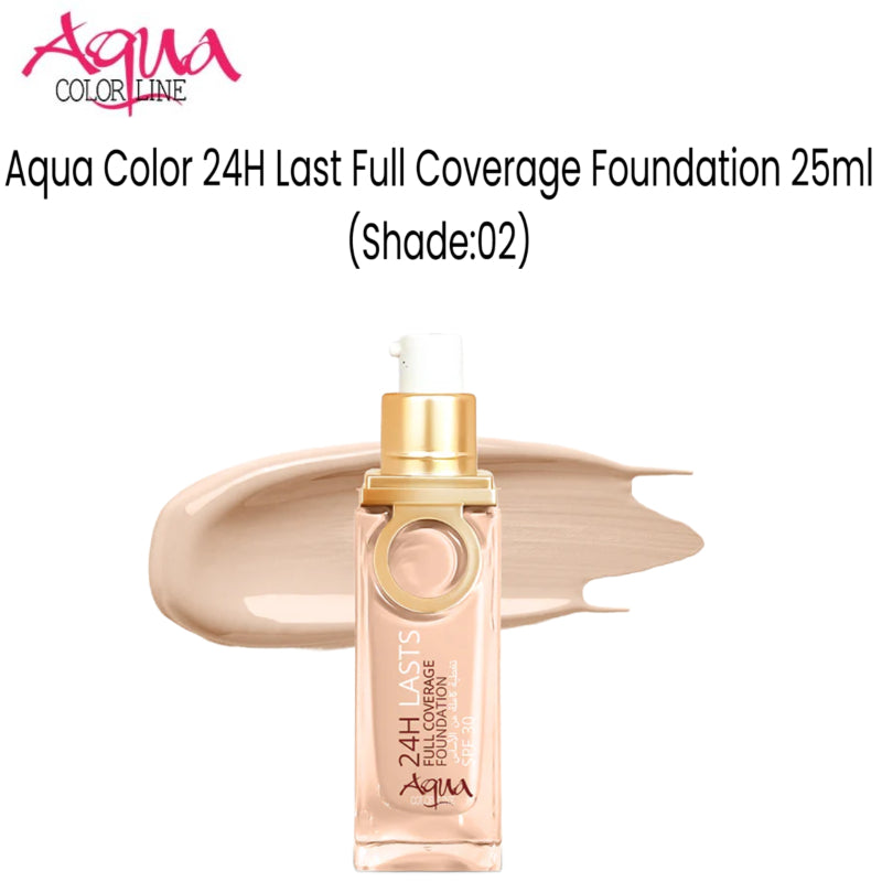 Aqua Color 24H Last Full Coverage Foundation 25ml (Shade:02)