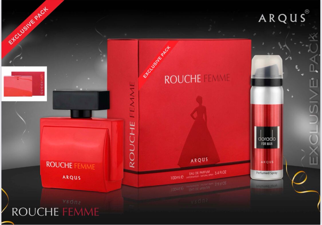 Arqus Rouche Femme Fragrance Set (Eau de Parfum 100ml + 50ml Deo) (Elegant & Feminine Scent)