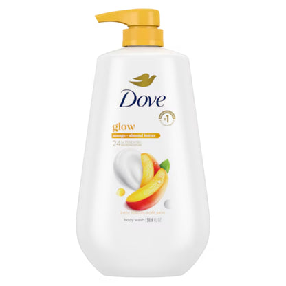 Dove Beauty Glow Body Wash Pump - Mango & Almond Butter 24hr Lotion-Soft Skin - 30.6 fl oz 904ml