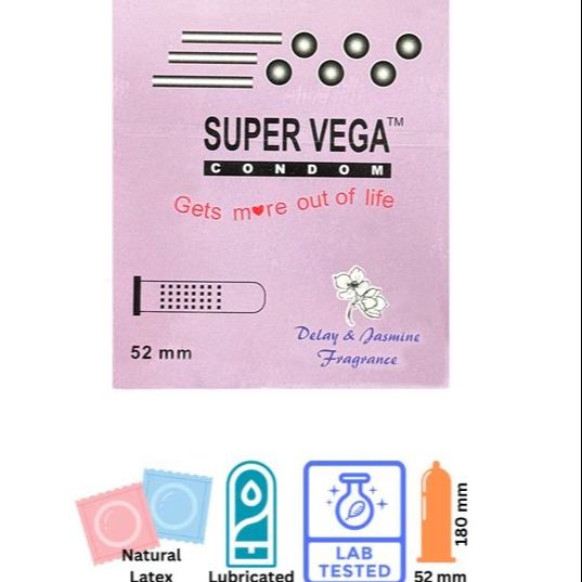 INNO SuperVega Jasmine Condoms 3pcs Delay & Jasmine Fragnance