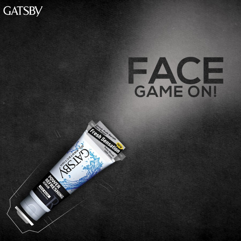 Gatsby Power Refreshing Scrub Face Wash 120g - Deep Cleansing Exfoliating Face Wash for Men Oil Control Fresh & Healthy Skin 
