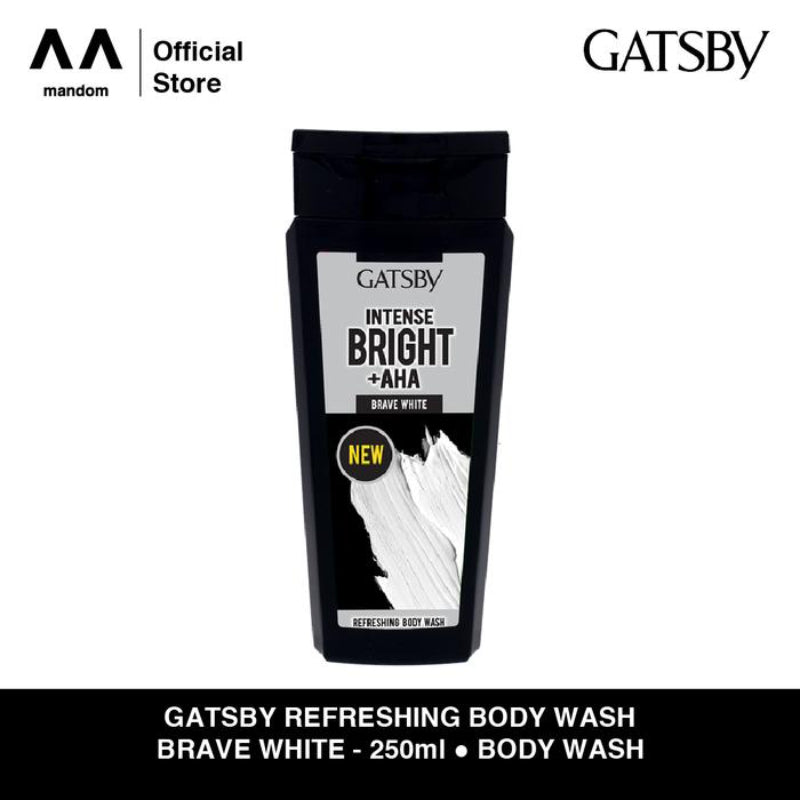 Gatsby Intense Bright Refreshing Brave White Body Wash 250ml - Deep Cleansing Shower Gel for Bright Skin, Long Lasting Fresh 