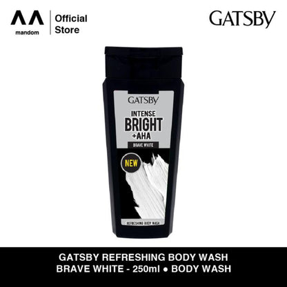 Gatsby Intense Bright Refreshing Brave White Body Wash 250ml - Deep Cleansing Shower Gel for Bright Skin, Long Lasting Fresh 