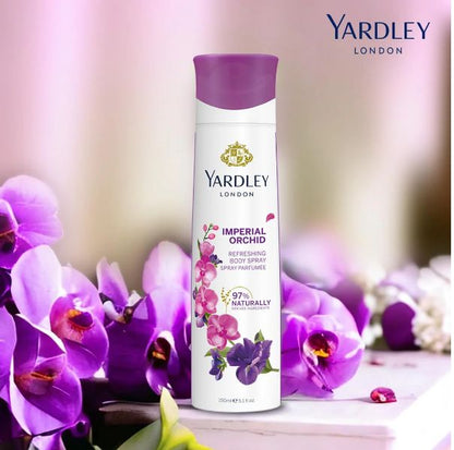 Yardley London Imperial Orchid Body Spray for Women 150ml - Elegant White Floral Fragrance Mist with Orchid, Jasmine & Almond