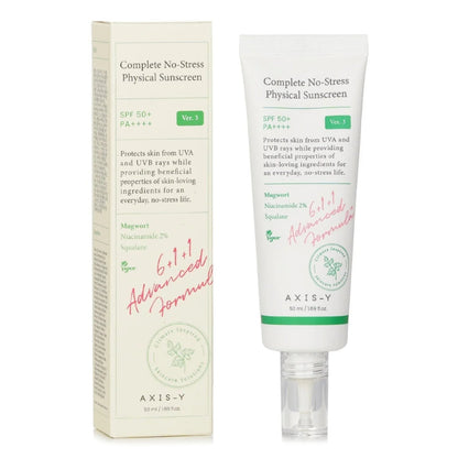 AXIS-Y Complete No Stress Physical Sunscreen 50 ml Broad-Spectrum SPF Protection & Gentle Care (K Beauty)